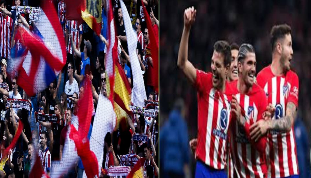 Who Has Truly Beaten Barcelona the Most? 3 Truly beaten Barcelona: Atlético Madrid players celebrating a goal against Barcelona at the Wanda Metropolitano, with fans displaying red and white flags.